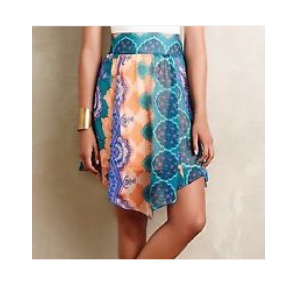 Anthropologie HD in Paris Mandara Asymmetrical Silk Skirt, Size S